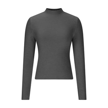 GA WEIHUA Clearance Sale,Women's Turtleneck Sweaters Slim Fitted Mock Neck Shirts Ribbed Knit Long Sleeve Solid T Shirts Basic Stretch Fitted Pullover Lightweight Undershirts Tees(Black,Free Size)