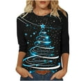 thumbnail image 1 of GA WEIHUA Clearance Sales,3/4 Length Sleeve Womens Tops Round Neck Casual Tunic Tops Basic Christmas Shirts Loose Fit Xmas Tree Tee Tops(Red,XX-Large), 1 of 5
