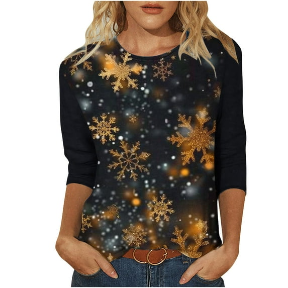 GA WEIHUA Clearance Sales,Merry Christmas Shirts Sequin Sparkle Crewneck T-Shirts 3/4 Sleeve Tunic Tops Pullover Shirt Holiday Tees Blouse short sleeve blouses for women(Red,Medium)