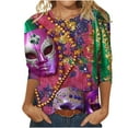thumbnail image 1 of GA WEIHUA Clearance Sales,Novelty Mask Print Graphic Tees for Women Fashion Mardi Gras Shirts 3/4 Length Sleeve Womens Tops Basic Crew Neck Carnival Party Blouses(Multicolor,Blouses S), 1 of 5