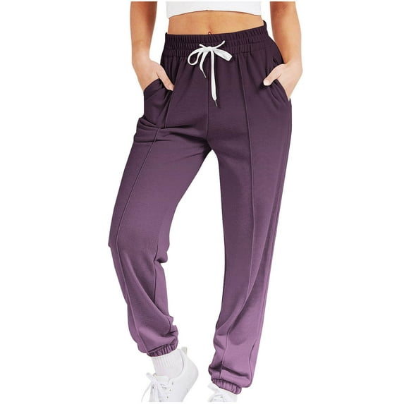GA WEIHUA Clearance Sales,Plus Size Sweatpants Women Trendy Fashion Gradient Sweatpant High Waisted Drawstring Pants with Pockets(Purple,Large)