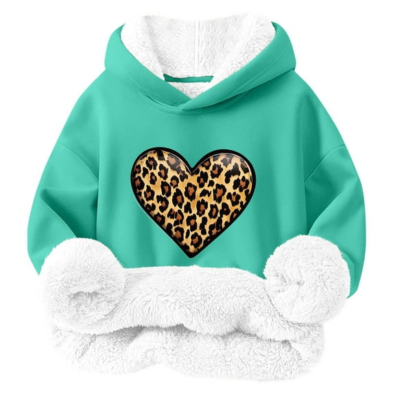 GA WEIHUA Clearance,Unisex Baby Toddler Boys Girls Sherpa Fleece-Lined Pullover Hoodie Kid's Warm Winter Sweatshirts Soft and Comfy Funny Pattern Tops(Light Blue,8 Years)