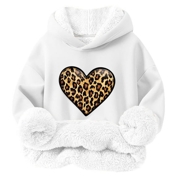 GA WEIHUA Clearance,Unisex Baby Toddler Boys Girls Sherpa Fleece-Lined Pullover Hoodie Kid's Warm Winter Sweatshirts Soft and Comfy Funny Pattern Tops(White,8 Years)