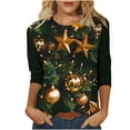 thumbnail image 1 of GA WEIHUA Clearance,Women's Casual 3/4 Sleeve Loose Tunic Tops Christmas Printed Tshirts Graphic Tee Blouses Shimmer Glitter Tops(Black,3X-Large), 1 of 5