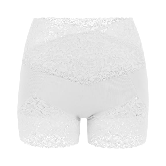 GA WEIHUA ClearancePretty Lace Boxer Briefs for Women V Cut Criss Cross High Rise Panties Stretch Boyshort Panty Floral Lace Lingerie(White,L)