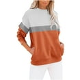 thumbnail image 1 of GA WEIHUA Color Block Sweatshirts for Women Plus Size Long Sleeve Crewneck Pullover Shirts Trendy Casual Loose Tunic Top(Orange,XX-Large), 1 of 4