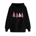 thumbnail image 1 of GA WEIHUA Deals,Christmas Sweatshirts for Women Merry Christmas Pink Tree Graphic Hoodie Oversized Fleece Hoodies Xmas Holiday Sweater with Pocket(Black,XL), 1 of 5