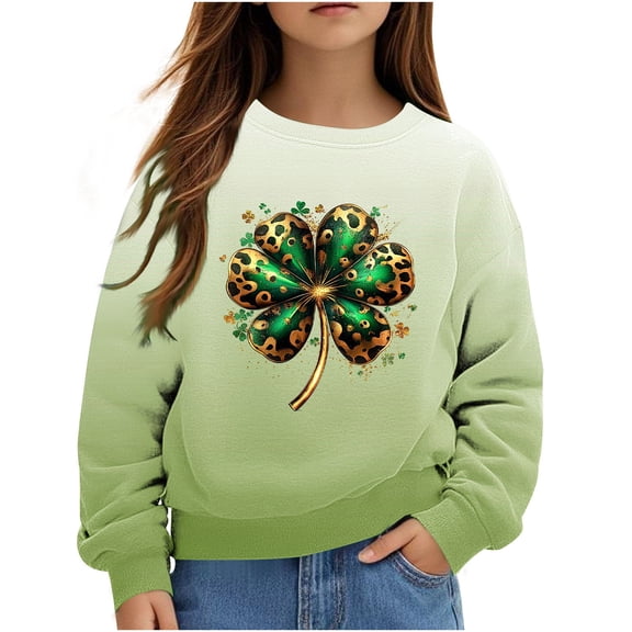 GA WEIHUA Girl Boy Toddler St. Patrick's Day Shirt Cute Clover Print Crew Neck Long Sleeve Sweatshirt Casual Irish Shamrock Pullover Tops(Multicolor,5 Years)