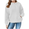 thumbnail image 1 of GA WEIHUA Deals,Girls Zip Up Waffle Hoodies Casual Loose Long Sleeve Sweatshirt Comfortable Lightweight Jacket Hooded Kids Child Full Zipper Coat with Pockets(White,12 Years), 1 of 6