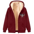 thumbnail image 1 of GA WEIHUA Deals,Hoodies for Men Sherpa Lined Jackets Winter Fleece Lining Zip Up Sweatshirt Coats(Wine,XL), 1 of 4