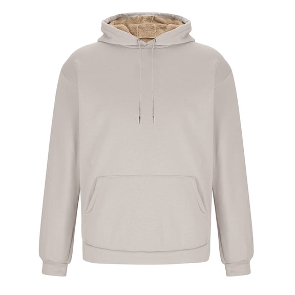 GA WEIHUA Men's Heavy Sherpa Hoodie Pullover Fleece Lined Pullover Thick Winter Hooded Sweatshirt Winter Thermal Plain Hoodies Sweatshirts(Gray,L)