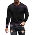 thumbnail image 1 of GA WEIHUA Deals,Men's Long Sleeve Tees Striped Gradient Color Block Shirts Vintage 3D Printed Shirt Funny Round Neck Graphic Streetwear Tees Top(Purple,M), 1 of 5