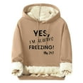 thumbnail image 1 of GA WEIHUA Mens Sherpa Lined Hoodie Heavy Weight Warm Winter Sweatshirts Fashion Drawstring Letter Pullover Tops Thermal Comfy Casual Pullover Shirts(Khaki,S), 1 of 5