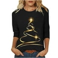 thumbnail image 1 of GA WEIHUA Women's 3/4 Sleeve Christmas Shirts Sparkle Sequin Xmas Tree Vintage Graphic Tee Shirt Casual Vacation Tops blouses for women(Black,Medium), 1 of 5