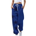 thumbnail image 1 of GA WEIHUA Deals,Women's High Waisted Drawstring Waist Sweatpants Star Print Wide Leg Hiking Joggers Casual Sweatpant with Pockets(Blue,X-Large), 1 of 5