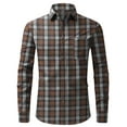 thumbnail image 1 of GA WEIHUA Fall Clearance,Men's Plaid Shirts Regular Fit Long Sleeve Button Down Shirt for Men Basic Lightweight Collared Vintage Shirt Stretch Casual Buttin Up Top T Shirt(Coffee,XXL), 1 of 5