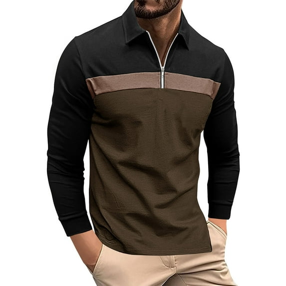 GA WEIHUA Fall Clearance,Men's Quarter Zip Polo Shirts Cotton Long Sleeve Golf T Shirts Vintage Slim Fit Tops(Army Green,M)