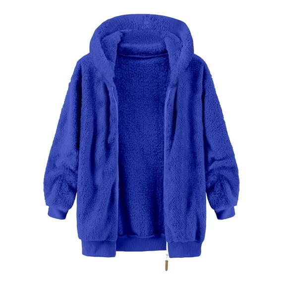 GA WEIHUA Flash Deals,Men's Fuzzy Sherpa Hoodie Heavyweight Fleece Jacket Casual Warm Winter Jacket Casual Full Zip Long Sleeve Plush Fluffy Outerwear(Blue,S)