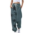 thumbnail image 1 of GA WEIHUA Flash Deals,Women's High Waisted Drawstring Waist Sweatpants Star Print Wide Leg Hiking Joggers Casual Sweatpant with Pockets(Mint Green,X-Large), 1 of 5