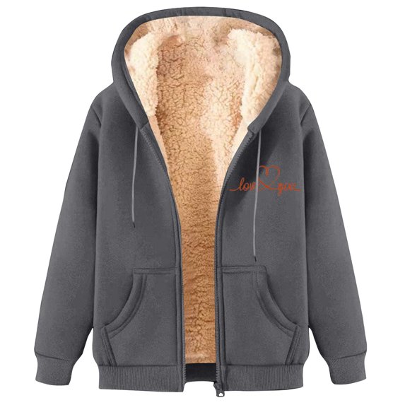 GA WEIHUA Flash Deals,Zip Up Hoodies for Men Sherpa Lined Fleece Thermal Jacket Full Zip Winter Warm Casual Thick Coats Pockets(Gray,L)