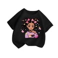 thumbnail image 1 of GA WEIHUA Girls Cute Graphic Tops Toddler Short Sleeve T Shirts Casual Loose Fit Crewneck Tees Funny Printed Summer Shirts(Black,4 Years)Saving, 1 of 4