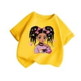 thumbnail image 1 of GA WEIHUA Girls Cute Graphic Tops Toddler Short Sleeve T Shirts Casual Loose Fit Crewneck Tees Funny Printed Summer Shirts(Yellow,4 Years), 1 of 4