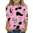 thumbnail image 1 of GA WEIHUA Girls Shirts Cow Color T Shirts Casual 3/4 Sleeve Tops Gifts for Toddler Fashion Summer Graphic Blouses(Multicolor,5 Years), 1 of 4