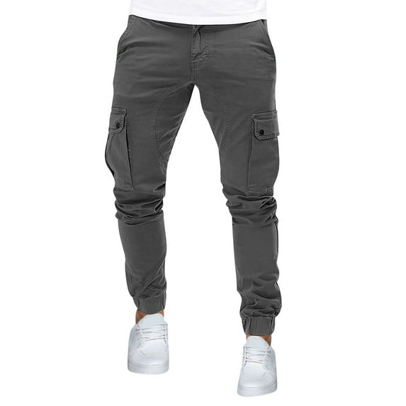 GA WEIHUA Hiking Cargo Pants for Men Fall Joggers Athletic Pants Outdoor Trousers Pant Ripstop Stretch Combat Pant Loose Straight Sweatpants for Men with Multi Pockets ,Dark Gray,M
