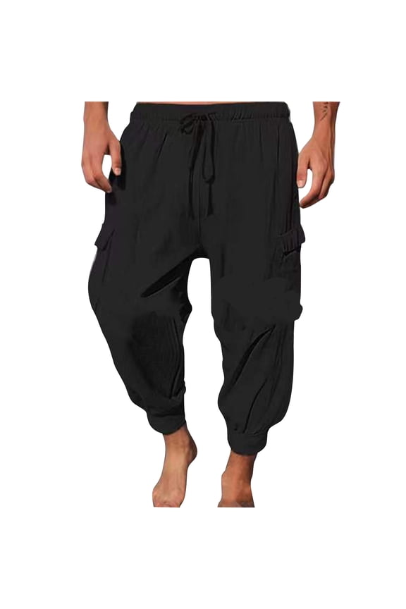 Hiking Tactical Pant Men Straight Type Fitness Hiking Pants Fall Joggers Athletic Pants Rip-stop Military Combat Cargo Pants Outdoor Work Hiking Pants with Multi Pockets ,Black,M