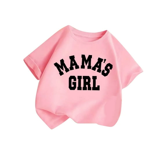 GA WEIHUA Mama's Girl Print Tops for Toodler Girl Kids 2025 Novelty Short Sleeve Shirts Casual Crewneck T Shirts Summer Funny Letter Graphic Tees Blouse(Pink,6 Years)Saving