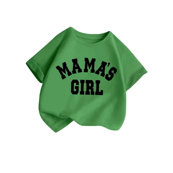 GA WEIHUA Mama's Girl Print Tops for Toodler Girl Kids 2025 Novelty Short Sleeve Shirts Casual Crewneck T Shirts Summer Funny Letter Graphic Tees Blouse(Green,8 Years)Reduced