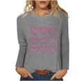thumbnail image 1 of GA WEIHUA Members Deals 2024 Fall Outfits Fashion Clothes Women Crew Neck Long Sleeve Tops Cute Heart Graphic Tee Loose Fit Top Pullover Tunic Plain Tees Slim Blouses,Gray,XXXL, 1 of 4