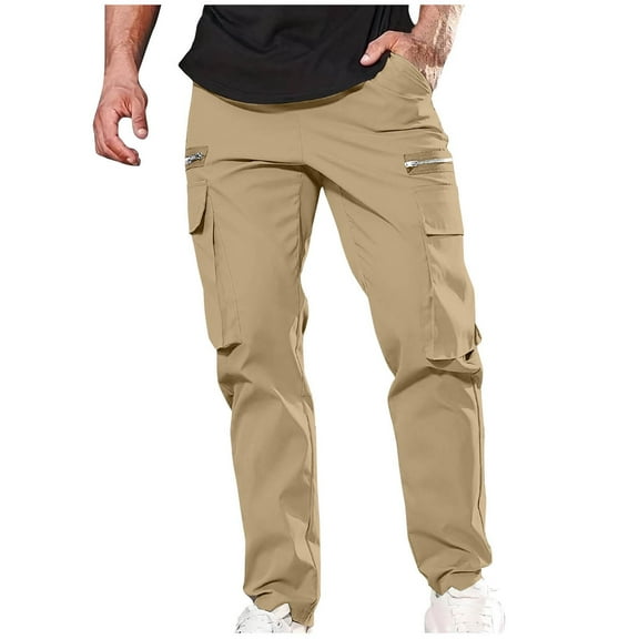 GA WEIHUA Mens Cargo Pants Tactical Pants Camo Jogger Pants for Men Outdoor Work Hiking Pants Stretch Waistband Military Pants Straight Type Fitness Hiking Pants with Multi Pockets ,Khaki,M