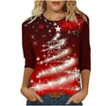 thumbnail image 1 of GA WEIHUA Online Deals,Elbow Length Tops for Women Casual Half Sleeve Crew Neck T-Shirts Cute Basic Tops Loose Fit Christmas Shirts(Red,3X-Large), 1 of 5