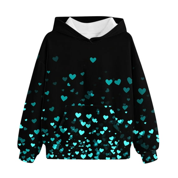 GA WEIHUA Sweatshirts for Girls Toddler & Kids Valentine's Day Cute Heart Printed Hoodies Girl's Long Sleeve Pullover Tops Sweaters & Hooded(Black,3 Years)