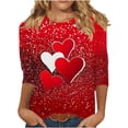 thumbnail image 1 of GA WEIHUA Online Deals,Women's 3/4 Sleeve Shirts Cute Love Rose Butterfly Print Tops Trendy Valentine's Day Crewneck T Shirts Casual Fashion Tops Funny Blouse(Multicolor,XXL), 1 of 5