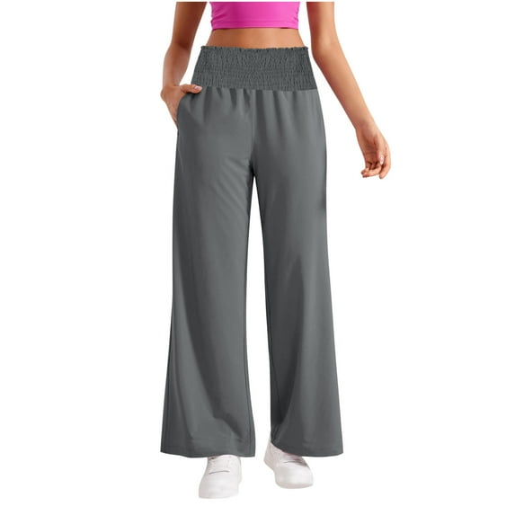 GA WEIHUA Online Deals,Women's Wide Leg Sweatpants Baggy Yoga Pants High Waisted Drawstring Pants Joggers Sweatpant Light Casual Pants(Gray,Large)