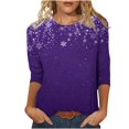 thumbnail image 1 of GA WEIHUA Online Deals,Womens Tops Casual 3/4 Sleeve Shirts Crew Neck Loose Casual Blouses Vintage Christmas Graphic Print Tshirts(Purple,Small), 1 of 5