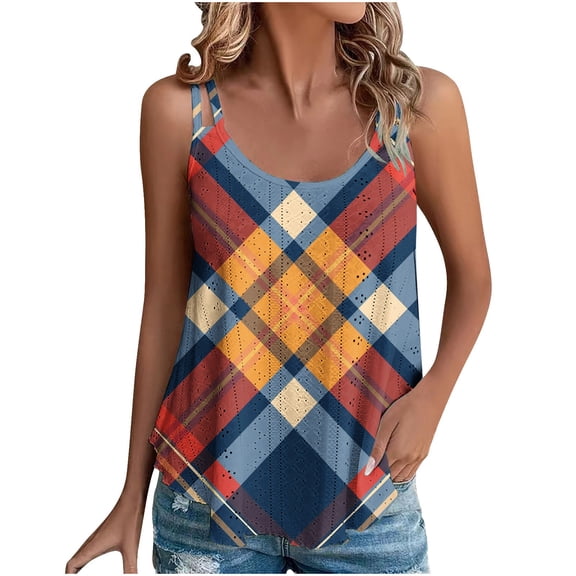 GA WEIHUA Plum Blossom Tank Tops for Women Sleeveless Square Neck Camisoles Eyelet Embroidery Cami Tops Shirt Summer Loose Fit Flowy Shirts(Red,XL)