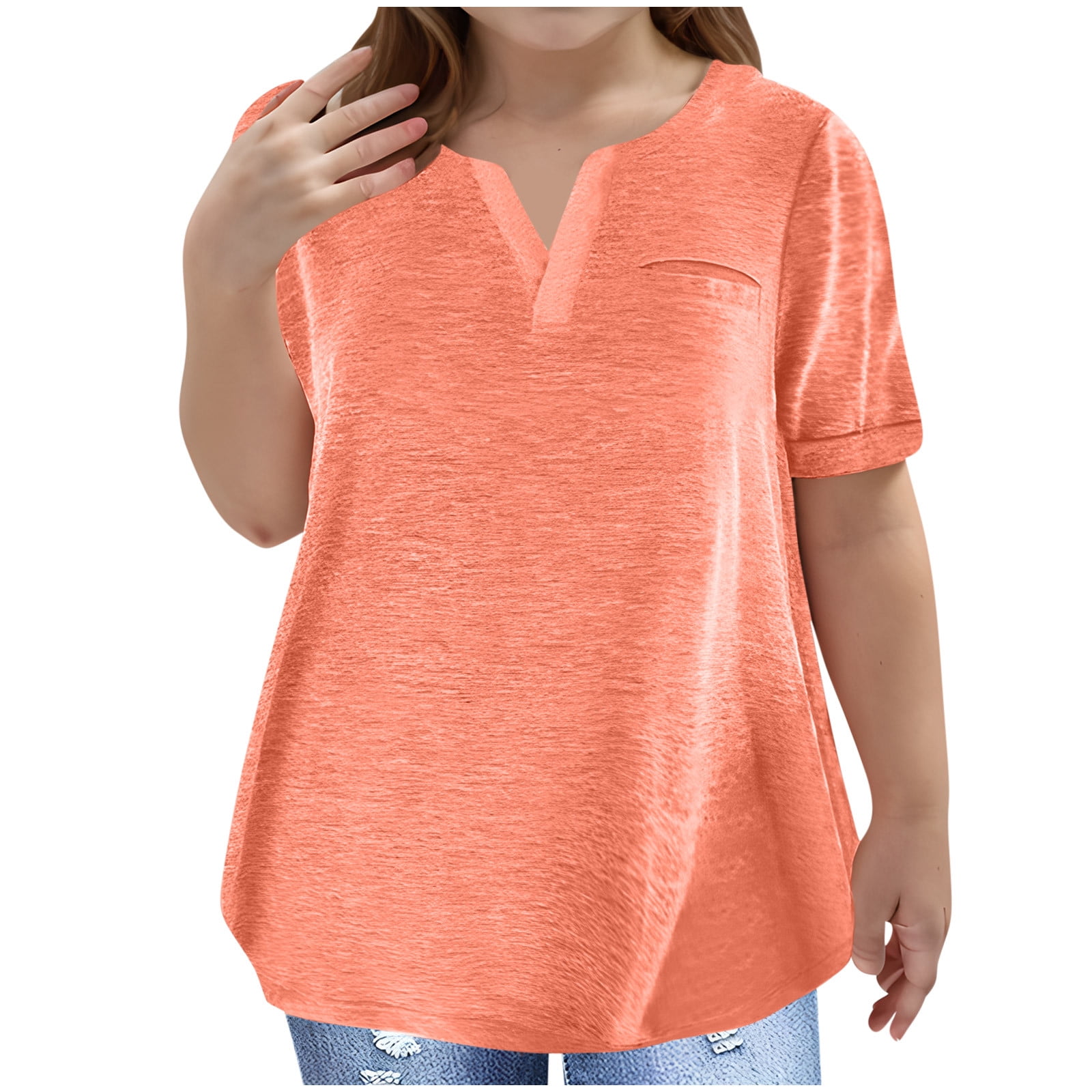 BLANCHES Women's Summer Casual V-Neck T-Shirt – Loose Fit Short-Sleeve Top In Solid Colors - View #4