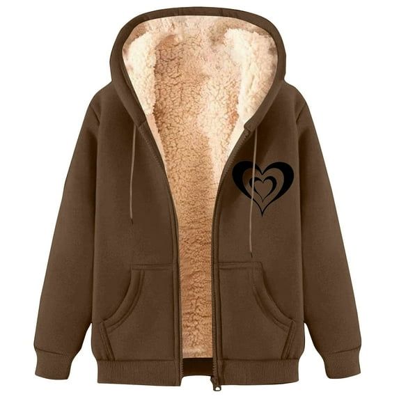 GA WEIHUA Reduced,Fleece Coats for Men Casual Winter Warm Sherpa Lined Zip Up Hooded Sweatshirt Jacket Coat(Brown,XL)