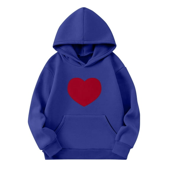 GA WEIHUA Reduced,Girls Pullover Hoodies Sweatshirt Toddler Heart Fleece Sweatshirts Casual Long Sleeve Cute Hooded Cute Kids Teen Funny Gifts Clothes(Dark Blue,9 Years)
