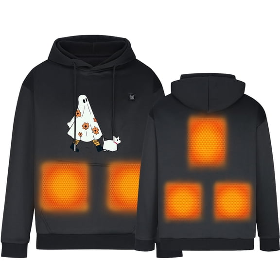 GA WEIHUA Reduced,Heated Kangaroo Pocket Winter Sweatshirt for Unisex Lightweight Warm USB Powered Electric Outdoor Sweatshirts Hoodies Winter Warm Fluffy Fleece Pullover Hooded(Black,XL)