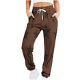 thumbnail image 1 of GA WEIHUA Reduced,High Waisted Sweatpant for Women Star Printed Casual Athletic Pants with Pockets Lightweight Cargo Joggers(Brown,XX-Large), 1 of 5