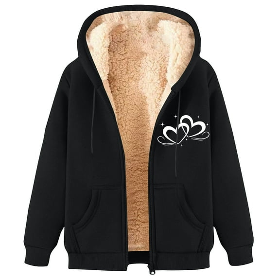 GA WEIHUA Reduced,Men Casual Full Zip Up Sherpa Lined Hoodies Sweatshirt Jacket Coats(Black,M)