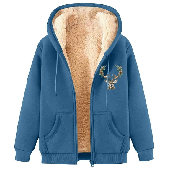 GA WEIHUA Reduced,Men Winter Hoodies Zip Up Fleece Sherpa Lined Coat Warm Thermal Sweatshirts Thick Jacket(Light Blue,XL)
