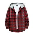 thumbnail image 1 of GA WEIHUA Reduced,Men's Flannel Hoodie Shirts Casual Long Sleeve Plaid Jacket Classic Fit Button Down Fall Fashion Shirt(Red,L), 1 of 9
