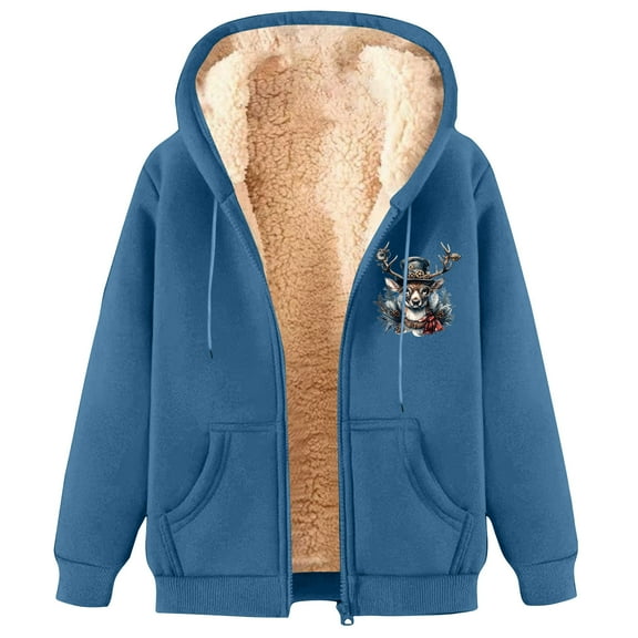 GA WEIHUA Reduced,Mens Casual Full Zip Up Sweatshirts Sherpa Lined Hoodie Sweatshirt Fall Winter Thermal Jacket Coat(Light Blue,XXL)