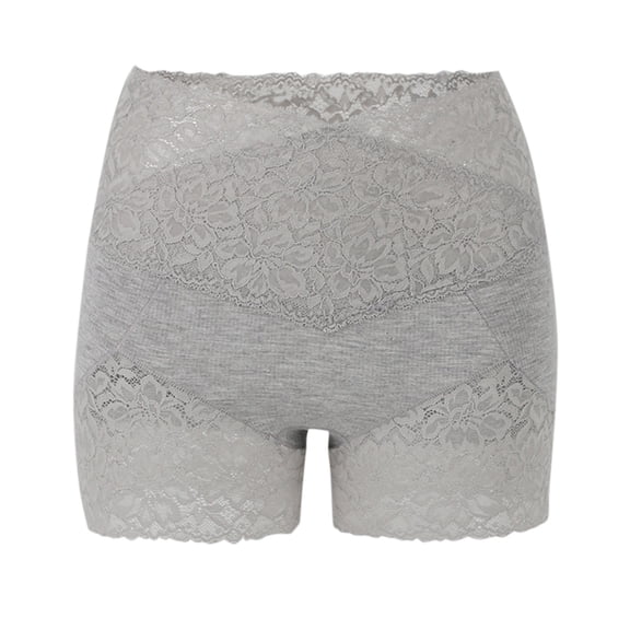 GA WEIHUA ReducedPretty Lace Boxer Briefs for Women V Cut Criss Cross High Rise Panties Stretch Boyshort Panty Floral Lace Lingerie(Gray,M)