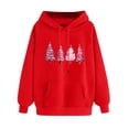 thumbnail image 1 of GA WEIHUA Saving,Christmas Sweatshirts for Women Merry Christmas Pink Tree Graphic Hoodie Oversized Fleece Hoodies Xmas Holiday Sweater with Pocket(Red,M), 1 of 5